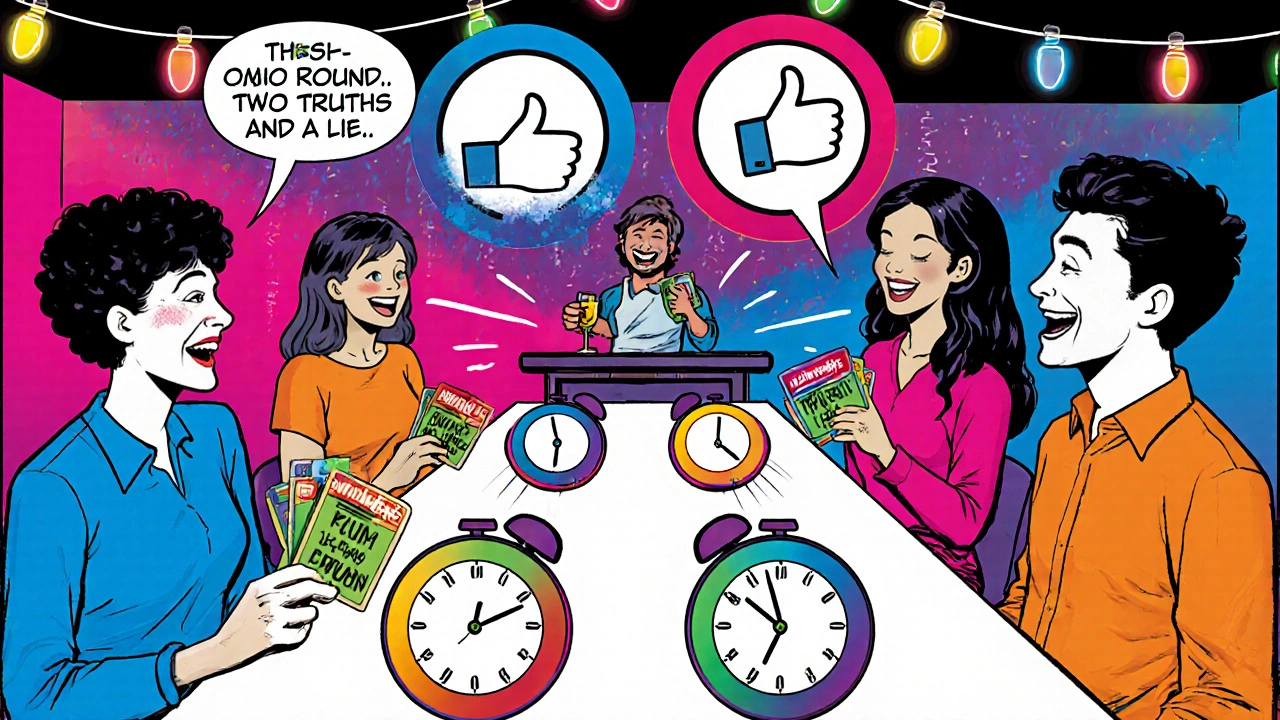 Speelse speed‑dating ronde met lachende singles, timer en duim‑up/down feedback.