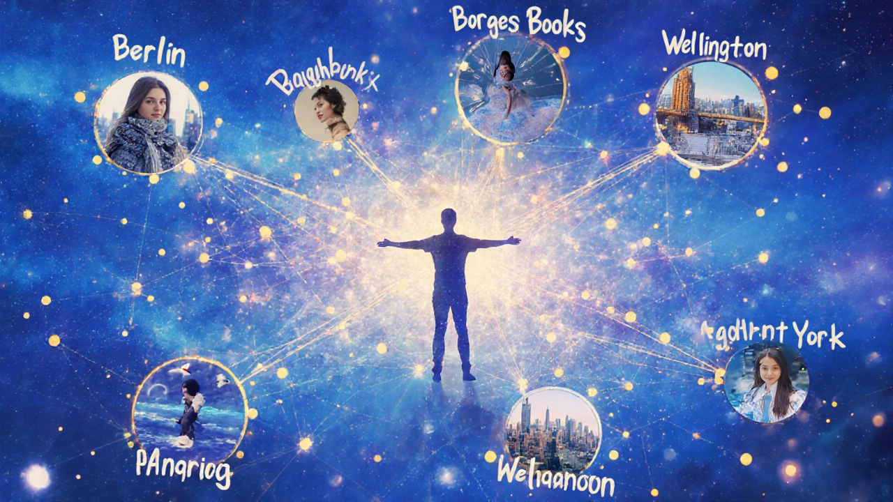 Gloeiend netwerk van gebruikers wereldwijd verbonden door gemeenschappelijke interesses.