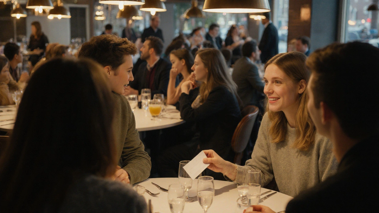 Groep mensen wisselen snel van partner tijdens een speed dating-evenement, gezichten tonen spanning en hoop.