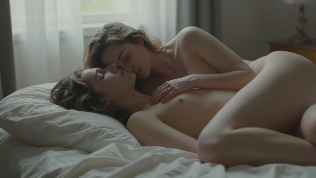 Twee lichamen liggen in elkaars armen, geen aanraking, alleen ademhaling, zacht ochtendlicht valt door de gordijnen.